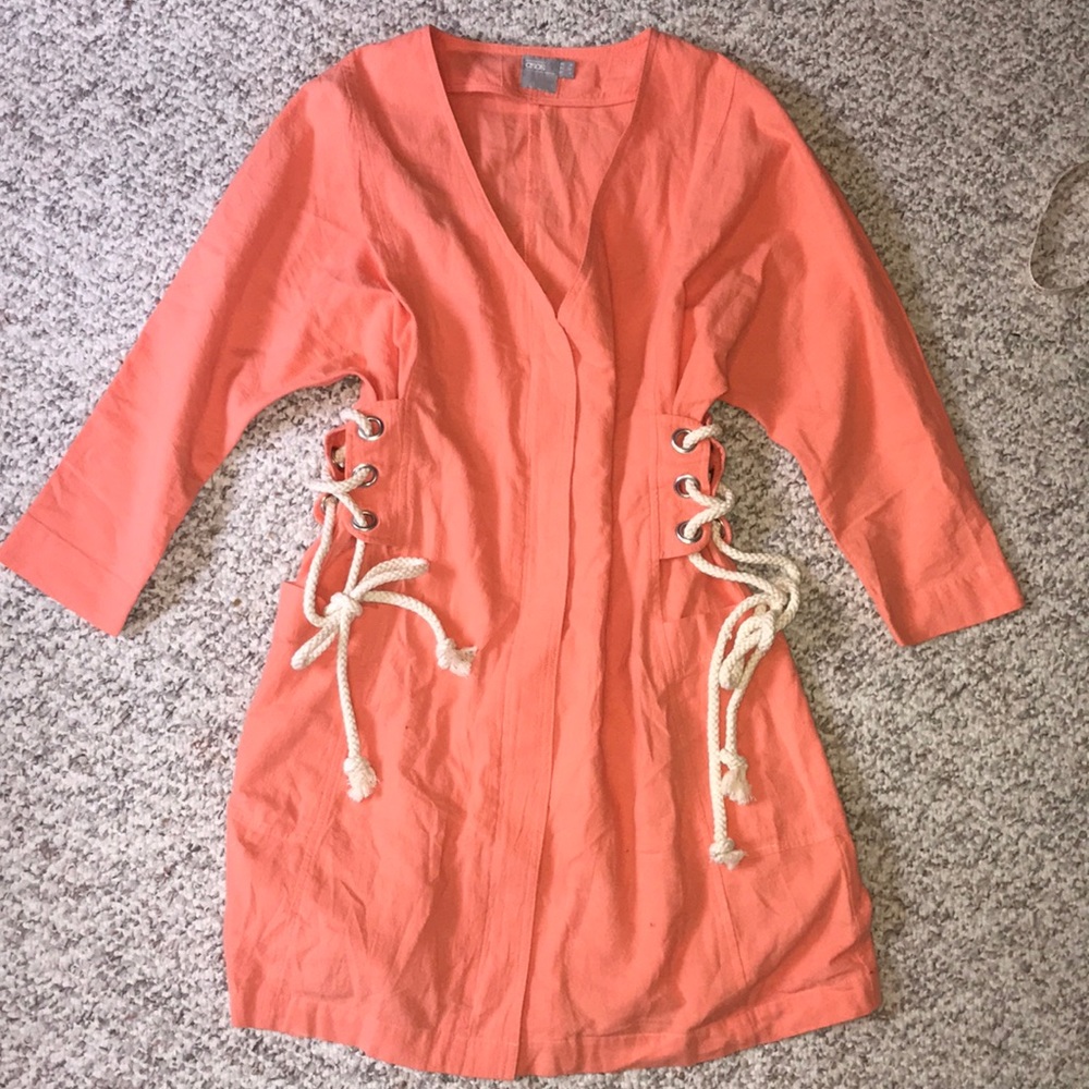 ORANGE MINI DRESS WITH TIES